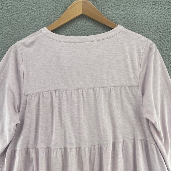 J Jill Top Womens Medium Purple Slub Stretch 3/4 Sleeve Tiered V Neck Pullover - Picture 4 of 10